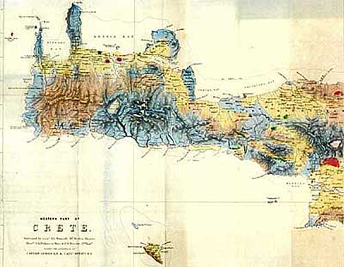 Map of West Crete by Thomas Abel Brimage Spratt, 1865