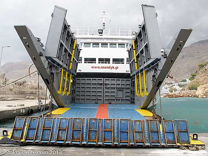 moored ferry boat in Sfakia