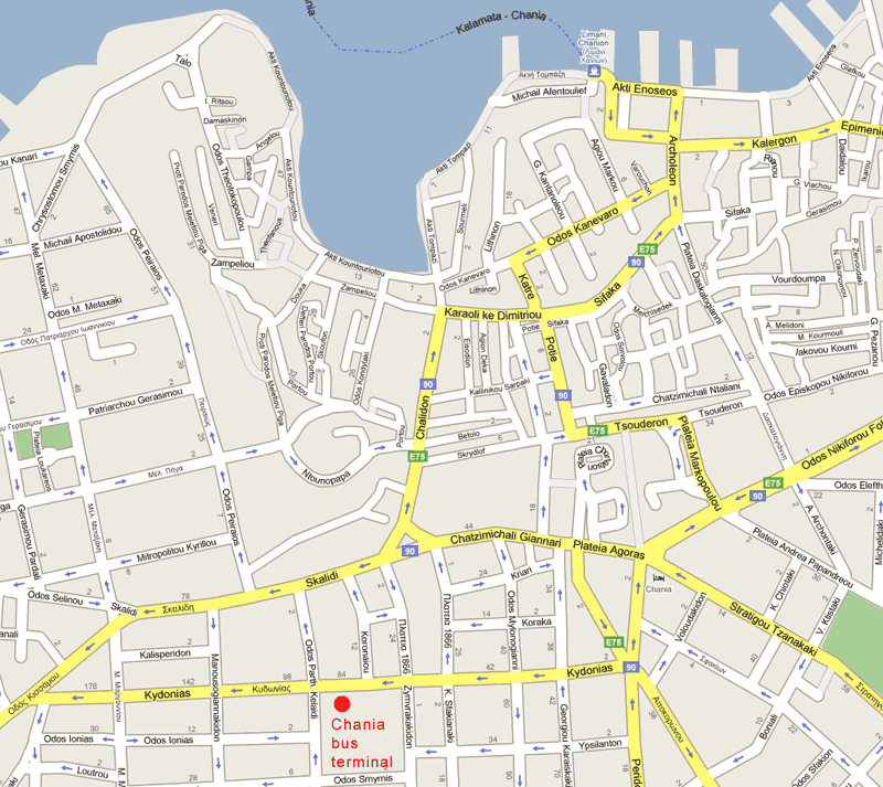 location of Chania bus station