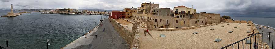 panorama Chania harbour from tower