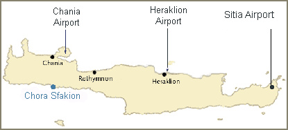 three airports in Crete: Chania, Heraklion, Sitia