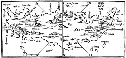 Map of Crete from Benedetto Bordone's Isolario, 1528