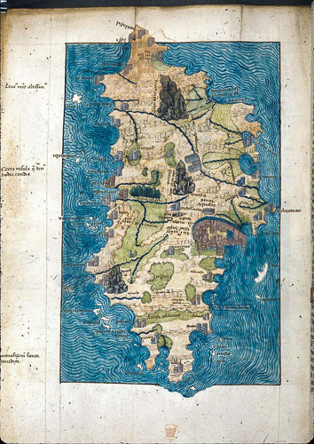Map of Crete by Cristoforo Buondelmonti, 1420