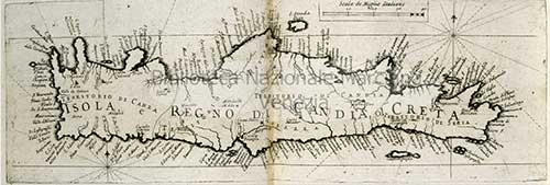 Map of Crete by Vincenzo Maria Coronelli, 1696