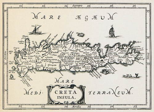 Map of Crete by Johann Laurenberg, 1661