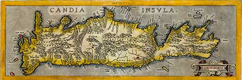 Map of Crete by Abraham Ortelius, 1584