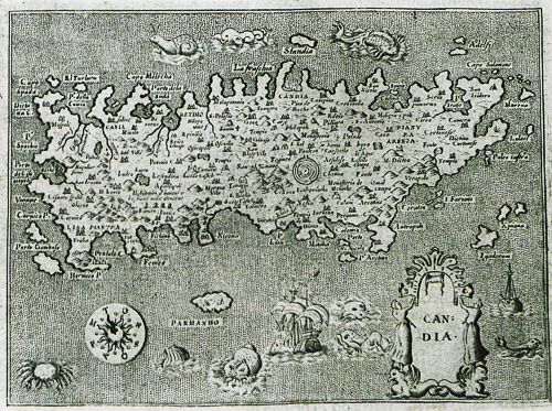 Map of Crete by Tomasso Porcacchi, 1620