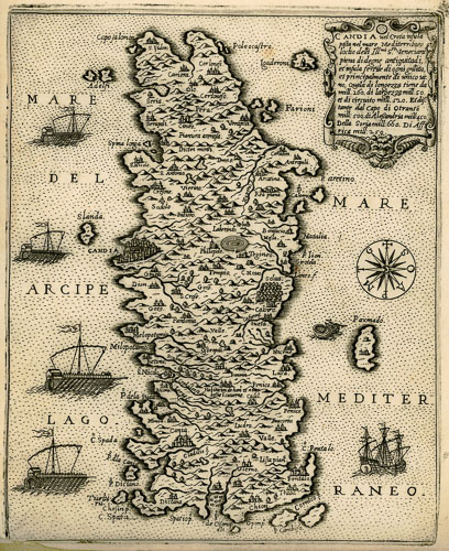 Map of Crete by Canocio, 1574