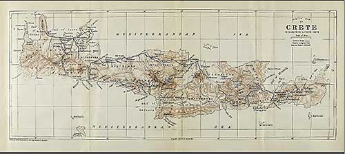 Map of Crete by Aubyn Trevor Battye, 1913
