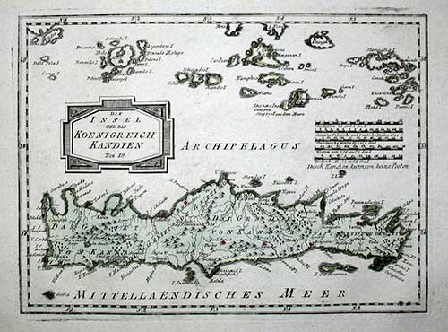 Map of Crete by F. J. J. von Reilly, 1791