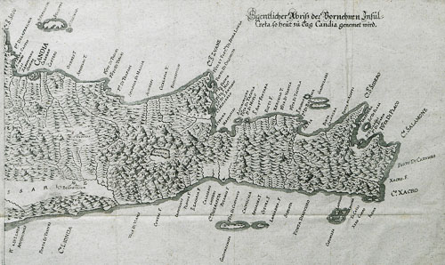 Map of East Crete by Roger Palmer, 1669