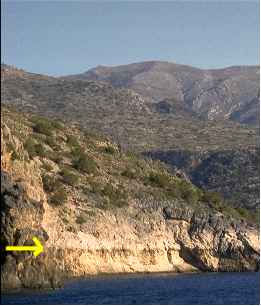 Old sea level, because of lifting of South Crete, due to plate convergence