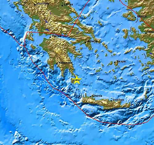 Earthquake epicentre January 8, 2006